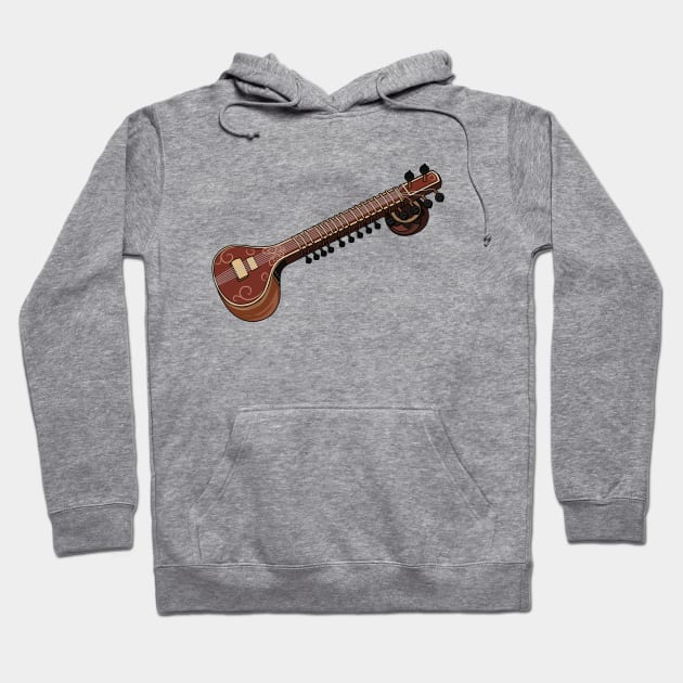 Sitar cartoon illustration Hoodie by Miss Cartoon